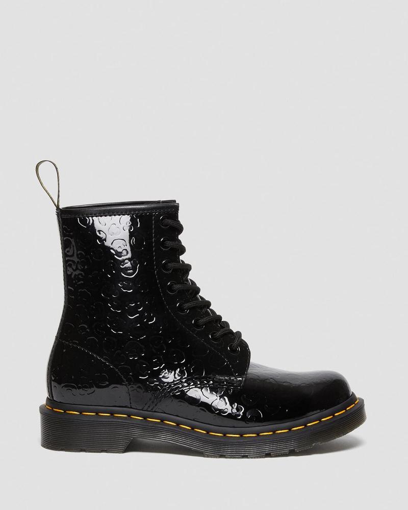 Dr Martens 1460 Leopard Emboss Lak Læder Ankelstøvler Dame Sort Leopard | DK 13MQZ